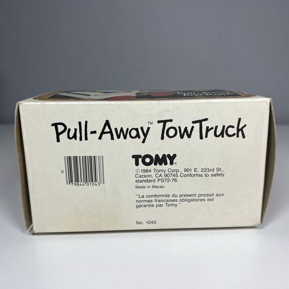 Tomy Pull-Away Toy Tow Truck Vintage 1984 No. 1043 Complete With Box & Booklet - Picture 12 of 12